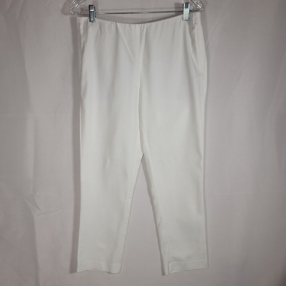 J. Jill White Cropped Ankle Pants Side Zip Pockets Women's 10 Petite Smooth Fit - Picture 1 of 10